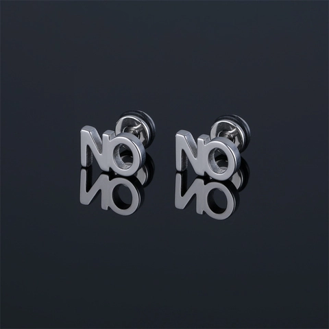 Hip Hop Titanstahl NO Buchstaben Ohrstecker Für Damen Herren Punk Galvanisiert Edelstahl Einzelne Ohrring Schmuck Zubehör
