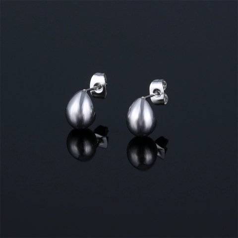 Orecchini a Bottone a Goccia d'Acqua in Acciaio Inossidabile per Uomo Donna Minimalisti Geometrici Stile Coreano Argento