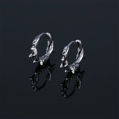 Punk Gothic Roestvrij Staal Doornen Hoop Oorbellen Voor Mannen Vrouwen Hip Hop Spiky Cirkel Oorgesp Zilver Persoonlijkheid Sieraden