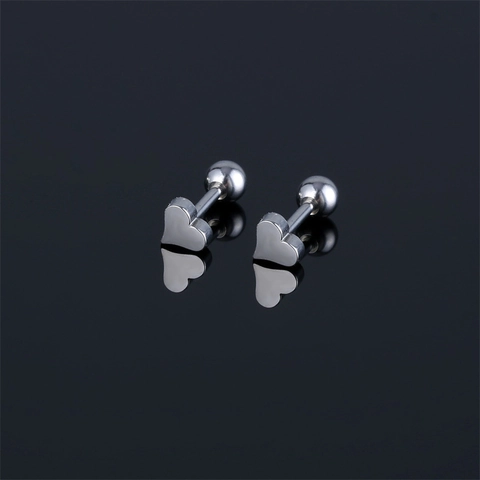 Stainless Steel Heart Stud Earrings For Women Elegant Screw Back Barbell Piercing Jewelry Minimalist Gold Silver Black Earring