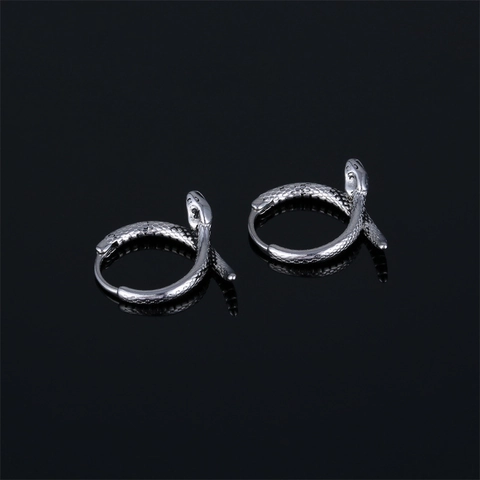 Vintage Punk 316 Stainless Steel Snake Hoop Earrings For Men Women Dark Style Individual Retro Silver Earring Jewelry