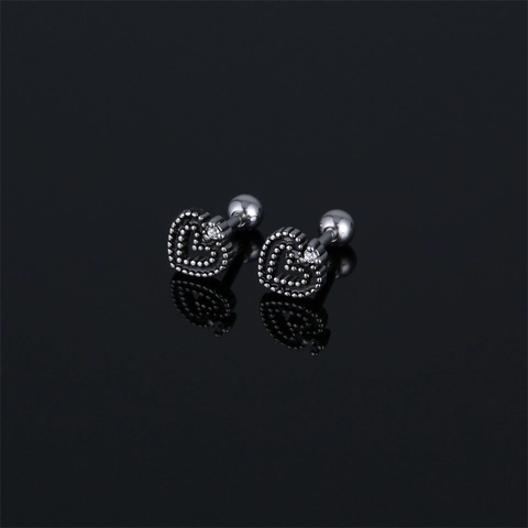 Orecchini a Bottone a Bilanciere a Forma di Cuore in Acciaio Inossidabile Minimalista Con Strass Intarsiato Gioielli Unisex