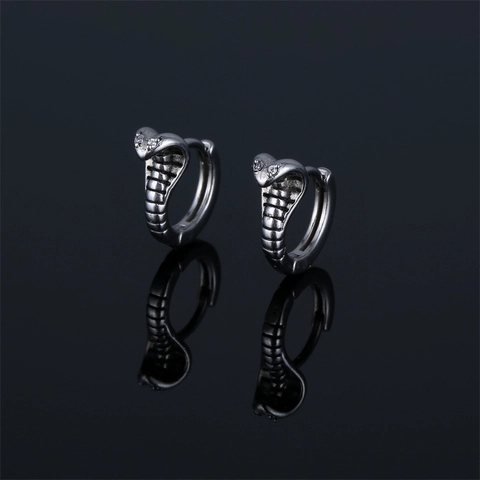 Retro Roestvrij Stalen Cobra Slangenkop Oorbellen Vintage Gothic Punk Strass Oog Oorbellen Voor Heren Dames Sieraden