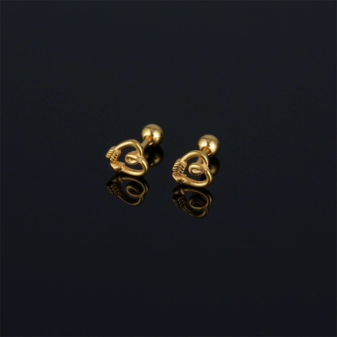 Stainless Steel Heart Cupid Arrow Stud Earrings For Men Women Unisex Screw Back Wrap Heart Ear Bone Stud Single Piece Jewelry