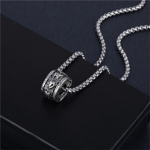 Retro Legierung Geometrisch Rund Anhänger Halskette Für Herren Damen Unisex Hip Hop Geschnitzt Blume Kette Schmuck Geschenk