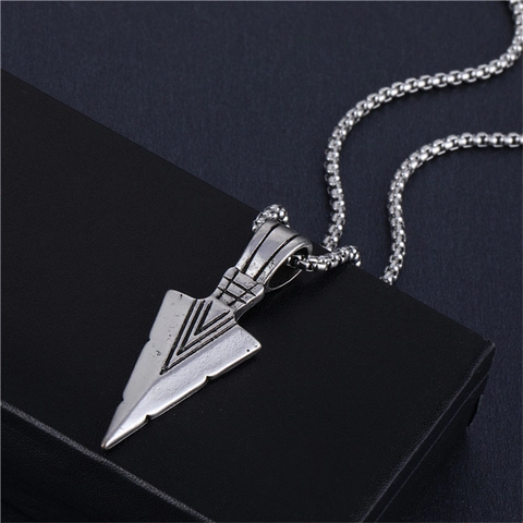 Collar de Colgante de Punta de Flecha de Aleación Vintage para Hombre Dije de Triángulo Geométrico Retro Joyería Punk