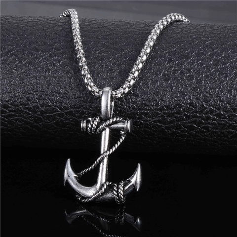 Vintage Anker Anhänger Halskette Für Herren Damen Retro Silber Farbe Nautische Legierung Anhänger Box Kette Schmuck Halsketten