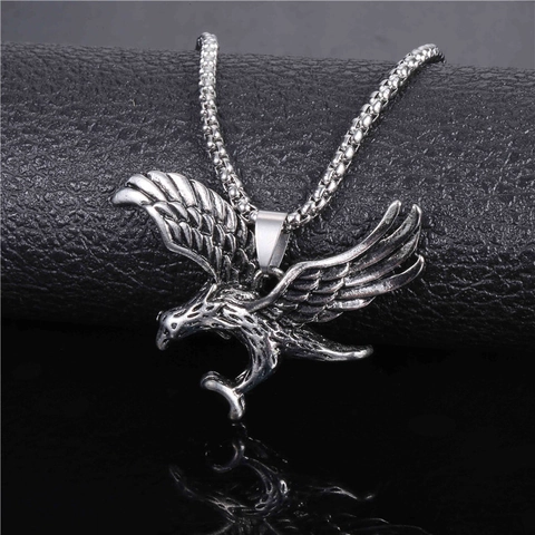 Collana Con Ciondolo Aquila In Lega Vintage Per Uomo Retro Uccello Volante Animale Hip Hop Streetwear Gioielli Accessori