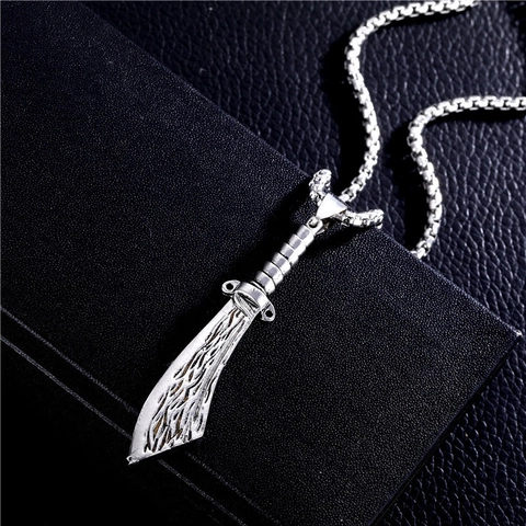 Punk Gothic Legering Zwaard Hanger Halsketting Voor Mannen Vrouwen Hip Hop Streetwear Dolk Vorm Schakelketting Zilver Sieraden