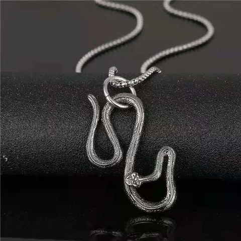 Vintage Legierung Schlange Anhänger Halskette Hip Hop Punk Edelstahl Panzerkette Für Herren Damen Kreative Tier Schmuck Geschenk