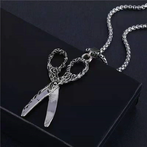 Collana con Ciondolo a Forbice in Lega Vintage Gioielli Creativi Hip Hop Gotico Punk per Uomo Donna Daily Street Wear