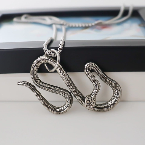 Vintage Legierung Schlange Anhänger Halskette Hip Hop Punk Edelstahl Panzerkette Für Herren Damen Kreative Tier Schmuck Geschenk