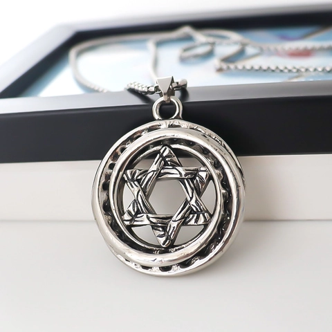 Vintage Lega Bussola Stella a Sei Punte Ciondolo Collana Per Uomo Donna Retrò Rotondo Cavo Catena a Traversino Gioielli Regalo