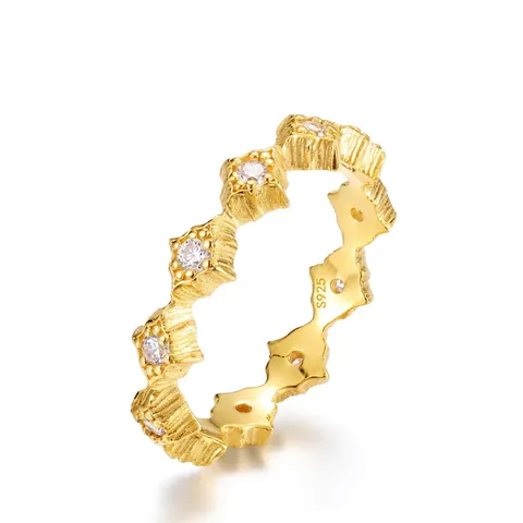 S925 Sterling Silver 10K Gold Plated Geometric Rhombus Ring With Zirconia Minimalist Fashion Jewelry Ring For Women