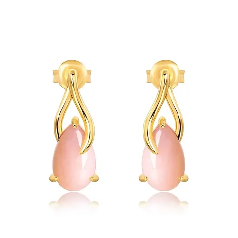 Elegante Wassertropfen Rosa Opal Ohrstecker 925 Sterlingsilber Ohrstecker-Stift Vergoldet Einfacher Schmuck Für Damen