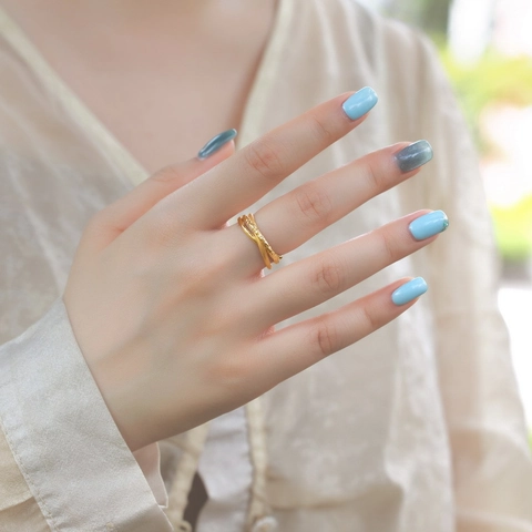 925 Sterling Silver Intertwined Triple Band Ring Gold Plated Brushed Polished Hammered Texture Ring For Women Fashion Jewelry
