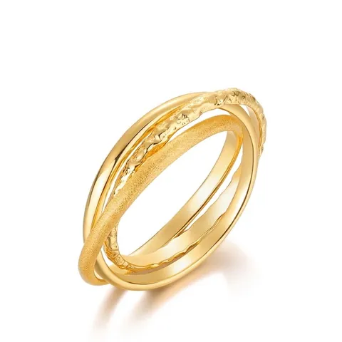 925 Sterling Silver Intertwined Triple Band Ring Gold Plated Brushed Polished Hammered Texture Ring For Women Fashion Jewelry