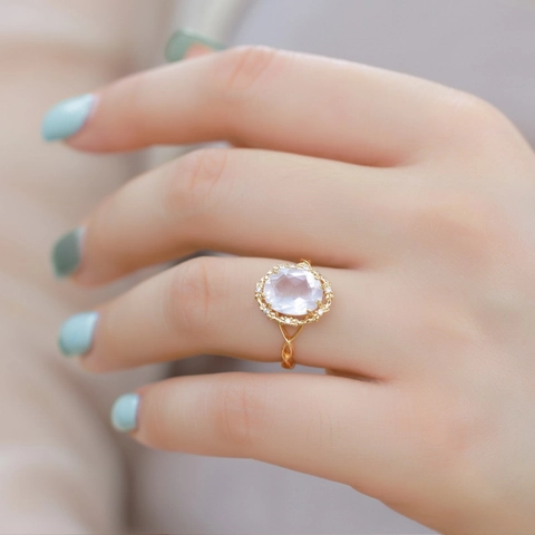 Rosenquarz 925 Sterlingsilber Ring Für Damen Blumendesign Verstellbarer Offener Fingerring Japanischer Stil Luxus Schmuck