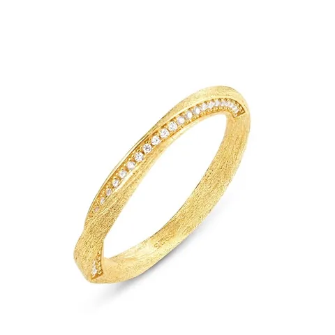 Luxurious 925 Sterling Silver Mobius Ring For Women Hand Brushed Gold Plated Zirconia Inlaid Fashion Jewelry Handcrafted Finger Ring
