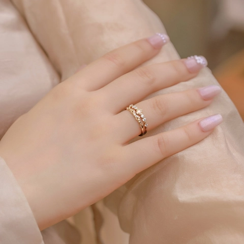 Vintage 925 Sterling Silver Crown Ring Set For Women Champagne Gold Plated Synthetic Opal Zirconia Stacking Band Ring Jewelry