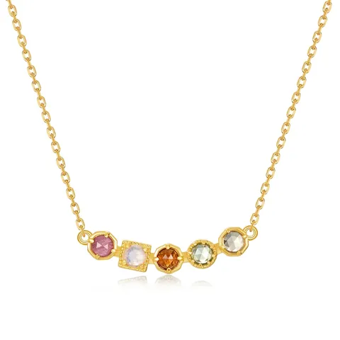 Luxury 925 Sterling Silver Natural Colorful Gemstone Necklace Earrings Ring For Women Gold Plated Geometric Jewelry NL024299