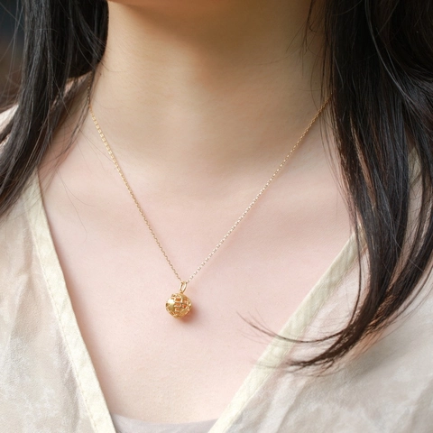 S925 Sterling Silver Globe Pendant Necklace For Women Manual Brushed Hollow Globe Design Gold Plated Fashion Jewelry Gift