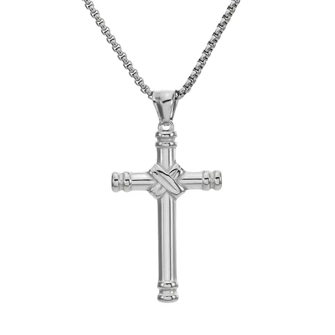Collar con Colgante de Cruz de Acero de Titanio Hip Hop para Hombres Mujeres Unisex Joyería Religiosa de Acero Inoxidable Pulido