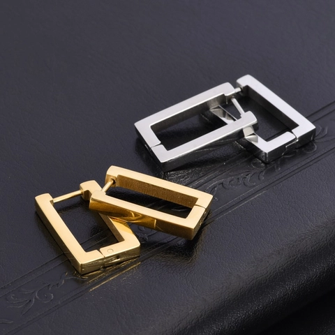 Minimalisti Orecchini a Cerchio Rettangolari Geometrici in Acciaio Inossidabile per Donna Gioielli Moda Pendolare Lucidi
