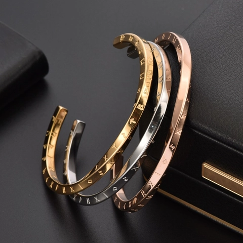 Viking Mobius C-Form Offener Armreif Für Herren Damen Titanstahl Poliert Geometrisch Nordische Runen Bangle Schmuck