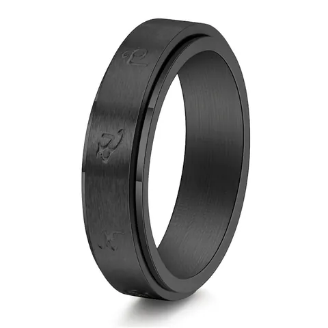 Titanium Staal Spinner Ring Voor Heren Dames Draaibaar Stressverlichting Geborsteld Band Ring Gegraveerd Geometrisch Etnische Stijl Ring