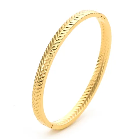 Bracciale Rigido Minimalista in Acciaio al Titanio con Motivo a V per Uomo Donna Oro Argento Nero Placcato Gioielli Geometrici con Chiusura
