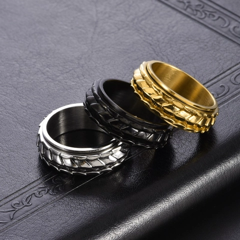 Herren Drachenschuppen Spinner Ring Edelstahl Punk Streetwear Drehbarer Stressabbau Fingerring Schmuck Personalisierter Band