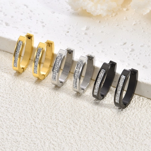 Minimalistische Hoop Ohrringe Aus Titanstahl Für Damen Gold Silber Schwarz Strass Besetzt Edelstahl Pfosten Geometrischer Ohrschmuck