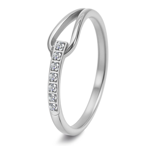Bague en Acier Titane Géométrique Minimaliste pour Femmes Plaqué Or Argent Incrusté de Strass Tempérament Élégant Bijoux de Mode