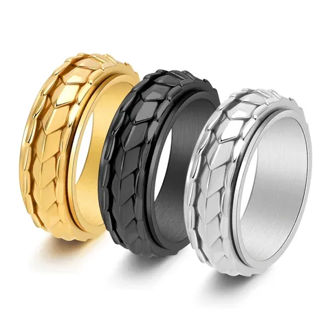 Herren Drachenschuppen Spinner Ring Edelstahl Punk Streetwear Drehbarer Stressabbau Fingerring Schmuck Personalisierter Band