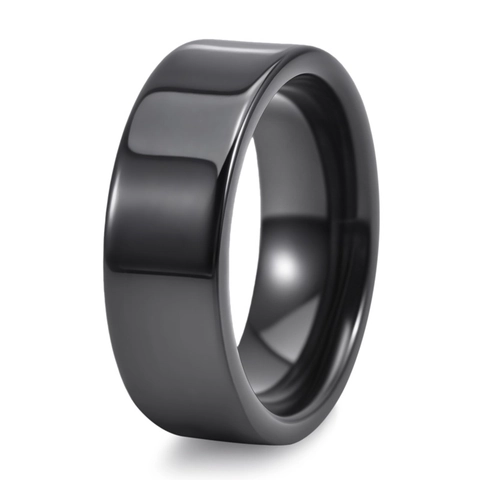 Keramik Ring Poliert Glänzend Flaches Band Für Damen Herren Minimalistischer Modeschmuck Modern