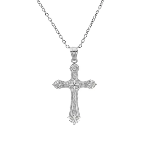 Collier Pendentif Croix Sculptée Baroque Vintage pour Femme en Acier Inoxydable Plaqué Or Argent Chaîne de Clavicule Bijoux Religieux