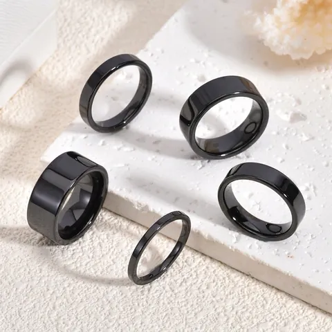 Keramik Ring Poliert Glänzend Flaches Band Für Damen Herren Minimalistischer Modeschmuck Modern