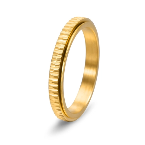 Minimalist Titanium Steel Spinner Ring Rotatable Stress Relief Band Twill Design Jewelry For Women Men Gift All Colors