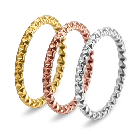 Minimalistischer Titanstahl Texturierter Ring 18K Vergoldet Für Damen Nische Geometrischer Runder Knöchelring Schmuck