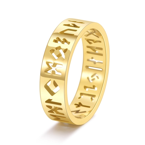 Noorse Viking Runen Opengewerkte Roestvrijstalen Ring Vintage Gothic Punk Bandring Voor Dames Heren Mode Sieraden Cadeau