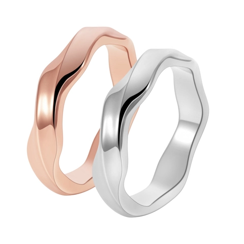 Nischendesign Titanstahl Möbiusband Ring Minimalistisch Unregelmäßige Welle Poliert Roségold Silber Ring Für Paare Herren Damen