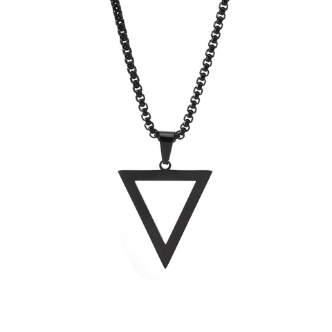 Collar con Colgante de Triángulo de Acero Inoxidable Minimalista para Hombre Mujer Joyería de Moda Simple Geométrica Hueca Cadena Larga