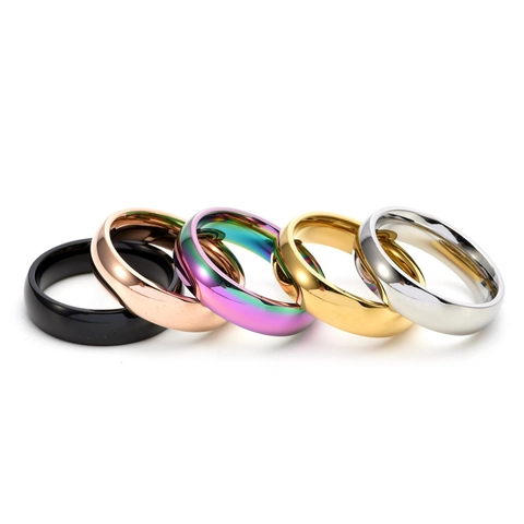 Anillo de Cúpula Minimalista de Acero Inoxidable para Mujeres Hombres Banda Lisa Pulida Alianza de Boda Joyería de Dedo Unisex Regalo de Moda