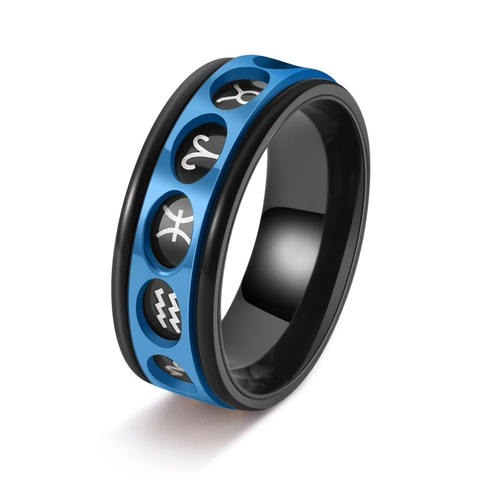 Edelstahl Spinner Ring Für Herren Damen Zwölf Sternzeichen-Symbole Rotierend Band Ring Punk Mode Schmuck Fingerring