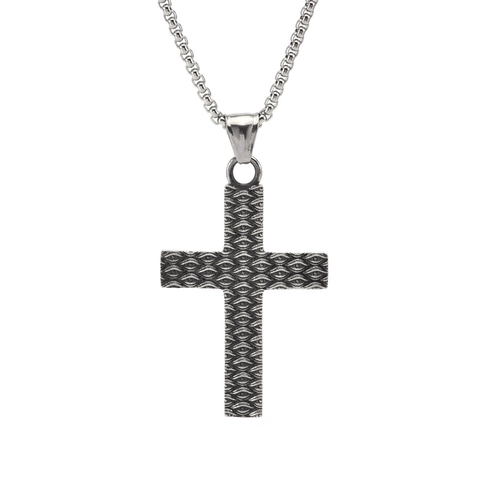 Vintage Titaniumstaal Oog Van De Voorzienigheid Kruis Hanger Ketting Voor Heren Gotische Reliëf Sieraden Goud Zilver Zwart Kettingen