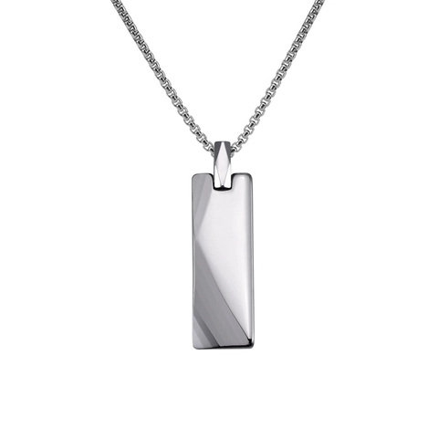 Minimalistische Wolframstahl Rechteckige Anhänger Halskette Für Herren Polierte Geometrische Veneziakette Mode Halsschmuck Geschenk