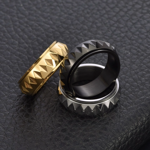 Edelstahl Spinner Ring Für Herren Einfache Mode Facettiertes Dreieck Geometrischer Rotierender Bandring Punk Dekompressions Finger Schmuck Geschenk