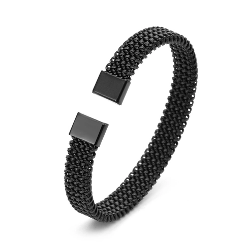 Bracciale a Polsino in Acciaio Inossidabile Intrecciato Minimalista Per Uomo Donna Bracciale Aperto a C Geometrico Gioielli Regalo Oro Argento Nero