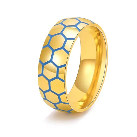 Leuchtender Fußball Ring Edelstahl Waben Sechseck Muster Glow In The Dark Sportlicher Mode Band Ring Für Herren Schmuck